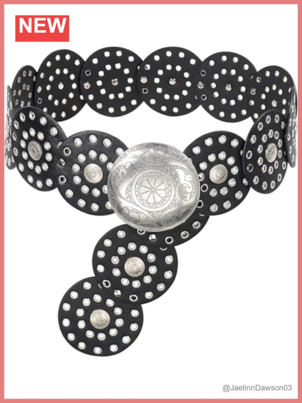 Wide Disc Belt Women Vintage Hollow Boho PU Leather Adjustable Waist